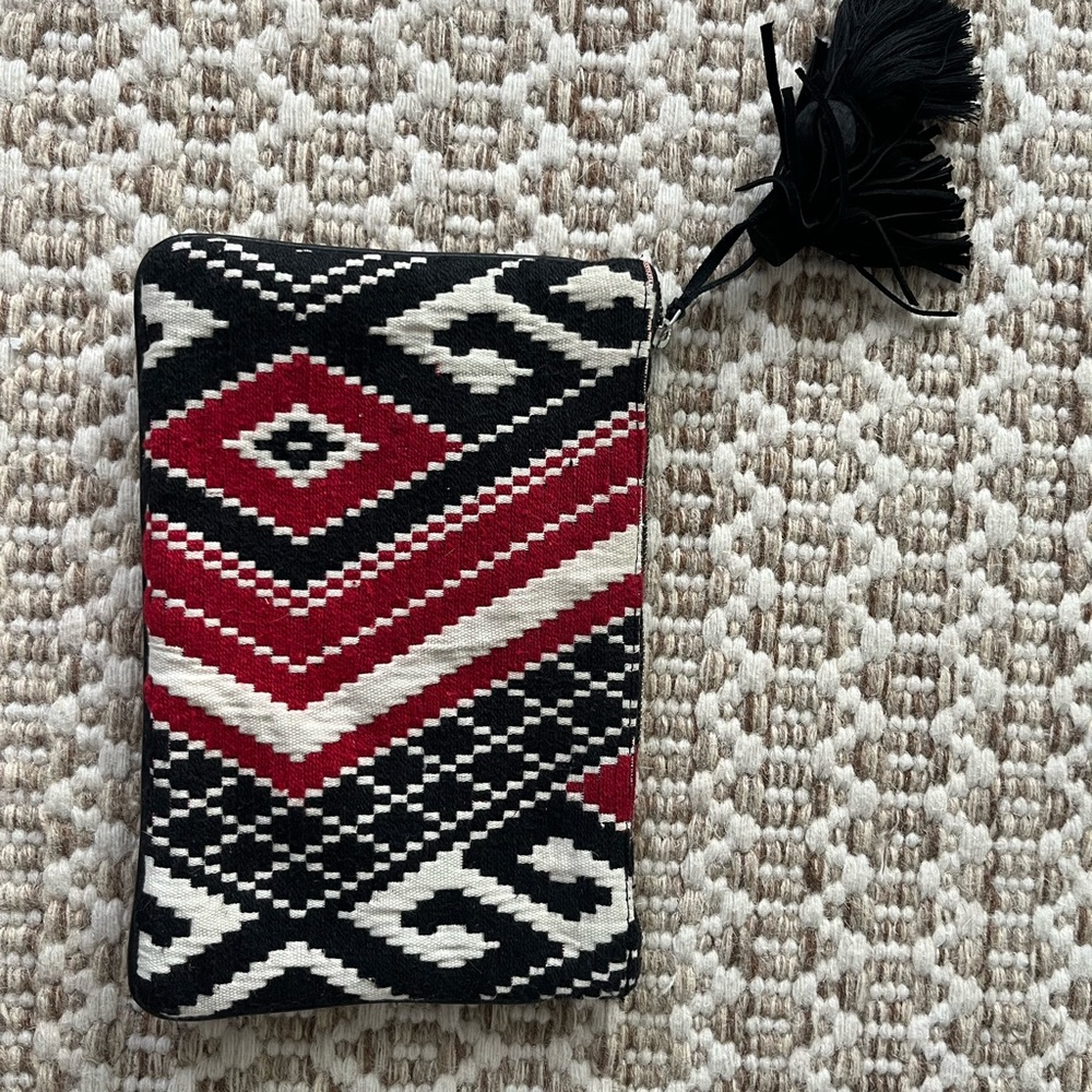 Roller Rabbit Red and Black Patterned Pouch